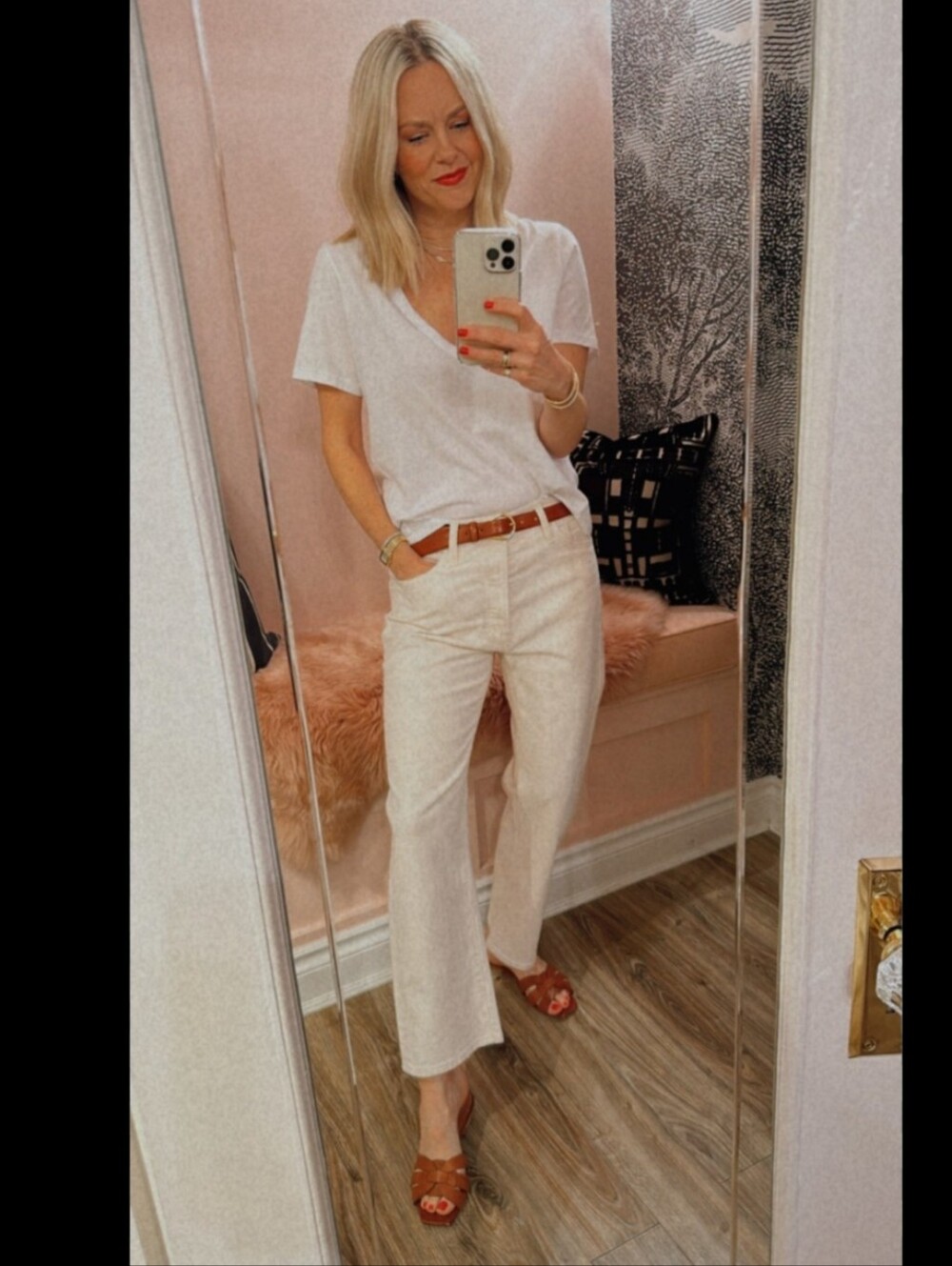Mother Superior The Ditcher Crop Act Natural Creme White Straight Leg Jeans 27